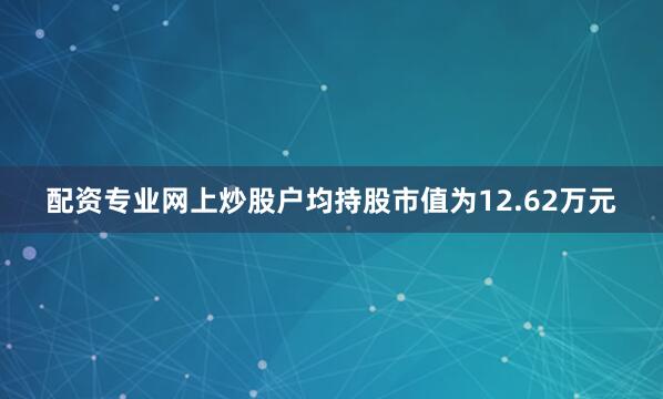配资专业网上炒股户均持股市值为12.62万元