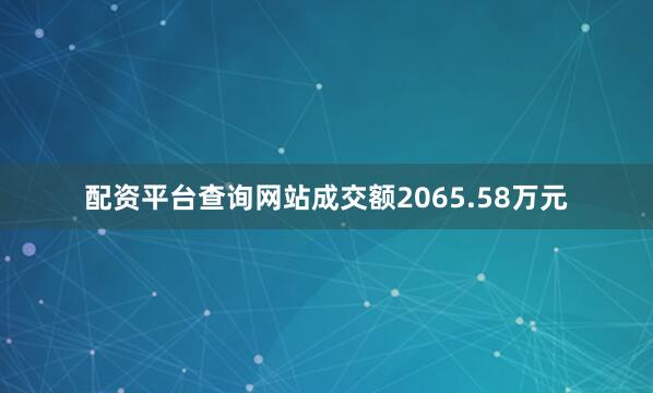 配资平台查询网站成交额2065.58万元